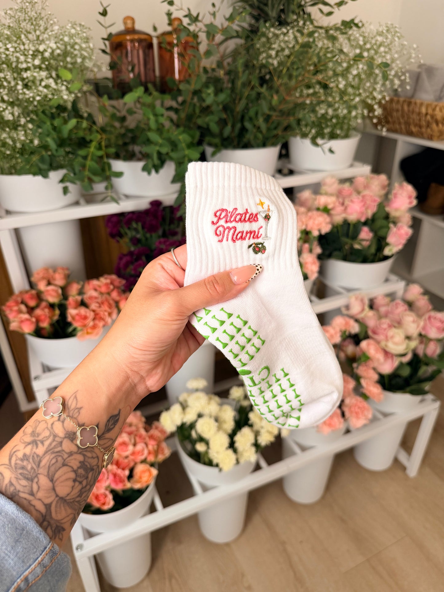 Pilates Mami Olive Martini Socks