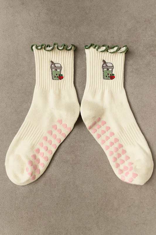 Strawberry matcha Pilates socks